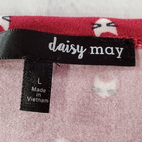 🧚‍♀️Daisy May Cranberry Top w/Cat Face Print Long Sleeve Top Large - Picture 7 of 9